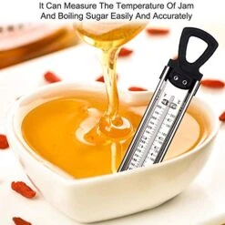Candy Thermometer Deep Fry/Jam/Sugar/Syrup/Jelly Thermometer With Hanging Hook & Pot Clip Stainless Steel Cooking Thermometer Food Thermometer Quick Reference Temperature Guide,Black -Peugeot Shop 51UpGvcogtL