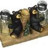 Emdaco Black Bear Friends Resin Salt And Pepper Shakers And Toothpick Holder