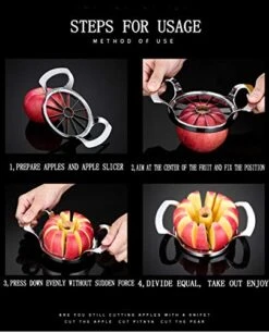 Apple Slicer, Stainless Steel Apple Cutter,Upgraded Version 12-Blade Apple Corer Peeler, Ultra-Sharp Fruit Corer, Rust Resistant Wedger, Divider For Up To 4 Inches Apples -Peugeot Shop 51Uq80eedFL