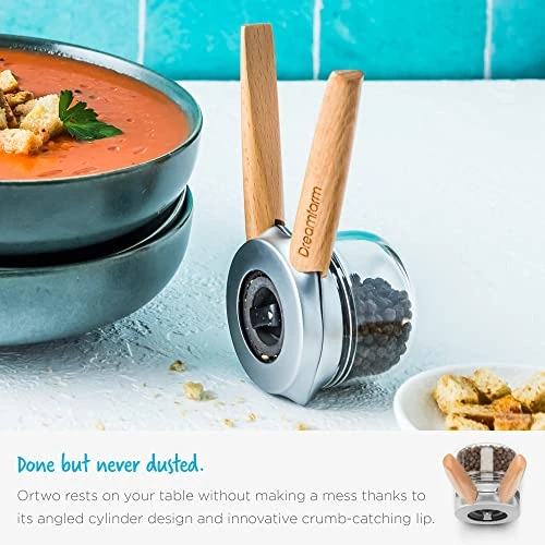 Ortwo + Extra Jar | One-Handed Pepper Mill With Ceramic Grinder & Wooden Handle | Refillable Pepper Grinder | Adjustable Salt Grinder And Spice Mill | Manual Pepper Mill | 2oz 4 Ortwo + Extra Jar | One-Handed Pepper Mill With Ceramic Grinder & Wooden Handle | Refillable Pepper Grinder | Adjustable Salt Grinder And Spice Mill | Manual Pepper Mill | 2oz - Image 4