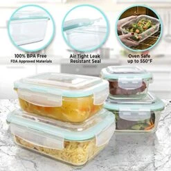 [20 Piece] Glass Food Storage Containers Set With Snap Lock Lids - Safe For Microwave, Oven, Dishwasher, Freezer - BPA Free - Airtight & Leakproof -Peugeot Shop 51Uqhg6Qs4L