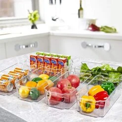 HOOJO Refrigerator Organizer Bins - 8pcs Clear Plastic Bins For Fridge, Freezer, Kitchen Cabinet, Pantry Organization And Storage, BPA Free Fridge Organizer, 12.5" Long -Peugeot Shop 51UwImA9uIL
