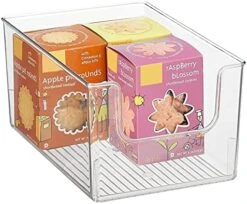 Modern Plastic Open Front Dip Storage Organizer Bin Basket For Kitchen Organization - Shelf, Cubby, Cabinet, And Pantry Organizing Decor - Ligne Collection - Clear -Peugeot Shop 51UzysR2N5L. AC