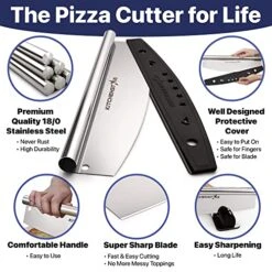 16" Pizza Cutter By KitchenStar | Sharp Stainless Steel Slicer Knife - Rocker Style W Blade Cover | Chop And Slices Perfect Portions + Dishwasher Safe - Premium Pizza Accessories 7 16" Pizza Cutter By KitchenStar | Sharp Stainless Steel Slicer Knife - Rocker Style W Blade Cover | Chop And Slices Perfect Portions + Dishwasher Safe - Premium Pizza Accessories -Peugeot Shop 51V3MWSkCZL