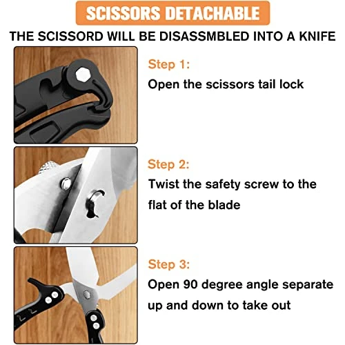 Kitchen Shears,Stainless Steel Sharp Utility Food Scissors,Detachable As A Cleaver,Multipurpose Heavy Duty Spring Loaded Kitchen Scissors With Serrated Edge For Chicken,Poultry,Fish,Herbs,Nuts 3 Kitchen Shears,Stainless Steel Sharp Utility Food Scissors,Detachable As A Cleaver,Multipurpose Heavy Duty Spring Loaded Kitchen Scissors With Serrated Edge For Chicken,Poultry,Fish,Herbs,Nuts - Image 3