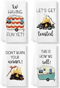Funny Kitchen Tea Towels Foodie Housewarming Gift- Set Of 4 Dish Waffle Vegetables Towels Gift For Wedding Shower Fun Hostess Kitchen Decor Christmas New Home -Peugeot Shop 51V4VS6H3RS. AC