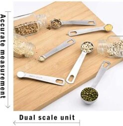 Molecee Measuring Spoons Set Stainless Steel - 7 Pieces Kitchen Aid Metal Spoons Includes Teaspoon And Tablespoon Engraved With Leveler And Ring Holder, Measuring Tiny Dry And Liquid Ingredients -Peugeot Shop 51V5ziRj6SL