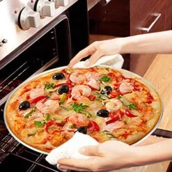 Pizza Pan, 10” & 12” & 13.4”, 3 Pcs Pizza Pan Set Stainless Steel Pizza Pan Round Pizza Oven Pans Tray For Baking Serving, Healthy & Rust Free, Heavy Duty & Dishwasher Safe -Peugeot Shop 51VB2ER6KcL