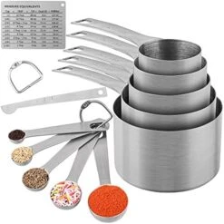 Measuring Cups Set, 18/8 Stainless Steel Measuring Cups And Spoons Set, 8 Kitchen Measuring Cups & 9 Baking Measuring Spoons & Magnetic Conversion Chart&Leveler&Rings-Metal Measure Cups&Spoons 21 Measuring Cups Set, 18/8 Stainless Steel Measuring Cups And Spoons Set, 8 Kitchen Measuring Cups & 9 Baking Measuring Spoons & Magnetic Conversion Chart&Leveler&Rings-Metal Measure Cups&Spoons -Peugeot Shop 51VEEM1DSNL. AC