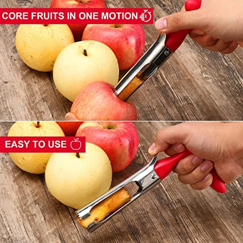Premium Apple Corer Tool - Easy To Use And Clean - Sturdy Apple Core Remover With Sharp Serrature - Stainless Steel Corers For Apple And Pear - Core Fruits With Ease(Red) 4 Premium Apple Corer Tool - Easy To Use And Clean - Sturdy Apple Core Remover With Sharp Serrature - Stainless Steel Corers For Apple And Pear - Core Fruits With Ease(Red) - Image 4