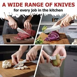 Kitchen Knife Set, Ultra Sharp Knife Set With Pakkawood Handle, High Carbon Stainless Steel Knives Set For Kitchen, 5 Piece Chef Knife Set Come With Gift Box -Peugeot Shop 51VHhTwo87L