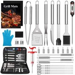 BBQ Grill Accessories Grilling Tools Set, 33PCS Stainless Steel BBQ Accessories With Carry Bag, Barbecue Utensils Set For Camping, Kitchen, Outdoor, Perfect BBQ Tools Gift For Men Women