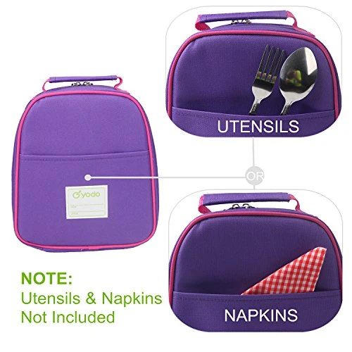 Yodo Kids Insulated Lunch Tote Bag With Name Tag For Girls, Butterfly 3 Yodo Kids Insulated Lunch Tote Bag With Name Tag For Girls, Butterfly - Image 3