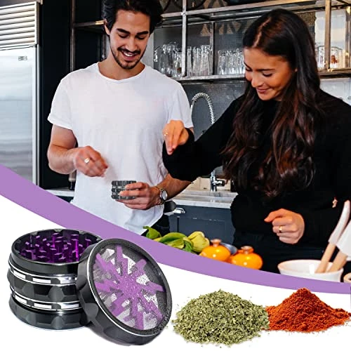 Rinder, 2.5 Inch Spice Grinder, Aluminium Alloy Manual Grinder (Black+Purple) 5 Rinder, 2.5 Inch Spice Grinder, Aluminium Alloy Manual Grinder (Black+Purple) - Image 5