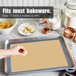 Silicone Baking Mat Sheet Set Of 2- Reusable Baking Mat Nonstick - Half Sheet Baking Mat For Oven (Size 16.5" X 11.6") Grey… -Peugeot Shop 51VmiGmZsoL