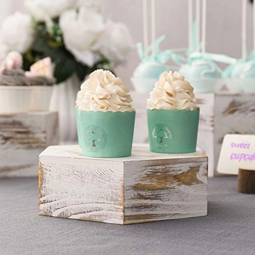 Shabby Whitewashed Wood Hexagonal Display Riser Stands For Cakes, Cupcakes, Desserts And Merchandise, Set Of 3 3 Shabby Whitewashed Wood Hexagonal Display Riser Stands For Cakes, Cupcakes, Desserts And Merchandise, Set Of 3 - Image 3