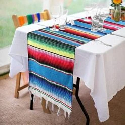 2 Pack Mexican Serape Table Runners 14 X 84 Inch For Mexican Party Wedding Decorations Outdoor Picnics Dining Table, Fringe Cotton Handwoven Table Runner -Peugeot Shop 51VrXV64oqL. AC