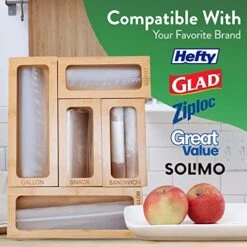 Bamboo Ziplock Bag Organizer For Drawer, Kitchen Storage Bag Organizer, 5 Separate Baggie Organizer For Drawer With Non-Slip Feet And Hanging Holes, Kitchen Organization And Storage 10 Bamboo Ziplock Bag Organizer For Drawer, Kitchen Storage Bag Organizer, 5 Separate Baggie Organizer For Drawer With Non-Slip Feet And Hanging Holes, Kitchen Organization And Storage -Peugeot Shop 51VxTmKBXVL