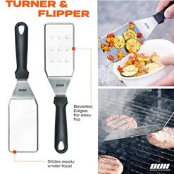 Flat Top Griddle Accessories Set For Blackstone And Camp Chef Griddle - 9 Pieces Set With Griddle Cleaning Kit And Carry Bag! Metal Spatula, Scraper For Hibachi Grill And Teppanyaki Grill -Peugeot Shop 51Vz2ThkhmL