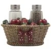 Apple Basket Glass Salt And Pepper Shaker Set With Holder In Country Kitchen Decor And Decorative Dining Room Table Gifts For Farmers