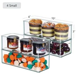 8 Pack Stackable Pantry Organizer Bins With 2 Lids, Clear Plastic Containers Organizer For Home Edit And Cabinet - 3 Sizes -Peugeot Shop 51WCquevPOL