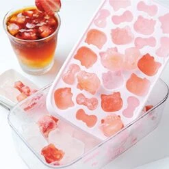 Hello Kitty Ice Cube Tray With Lid Container & Scoop, Easy-Release Silicone & Flexible 24pcs Cute Kitty Ice Cubes For Chingling Cocktail And Milk Tea (Pink) -Peugeot Shop 51WR6yC7HqL