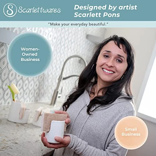 Scarlettwares Dual Two Double Sponge Holder Kitchen Sink Organizer Ceramic White Dishwasher Safe Modern Rustic Farmhouse Elegant Compact Design 2 Scarlettwares Dual Two Double Sponge Holder Kitchen Sink Organizer Ceramic White Dishwasher Safe Modern Rustic Farmhouse Elegant Compact Design - Image 2