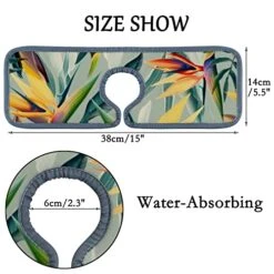 15" Microfiber Cloth Kitchen Faucet Absorbent Mat Splash Guard Drip Water Catcher Countertop Drying Protector Pads Faucet Behind For Bedroom Farmhouse Tropical Flower Plant Leaf 4PCS -Peugeot Shop 51WWaKgXdFL