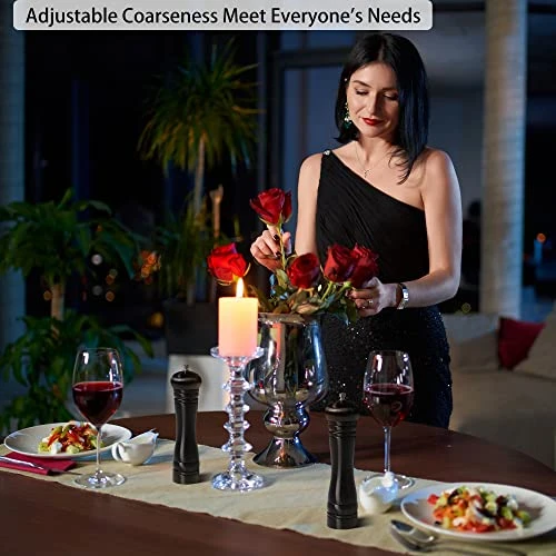 Pepper Grinder Salt Pepper Mill - Wooden Refillable Pepper Mill Grinder Durable Salt And Pepper Grinder With Adjustable Coarseness Easy To Use For Cooking Serving And BBQ 8inch 4 Pepper Grinder Salt Pepper Mill - Wooden Refillable Pepper Mill Grinder Durable Salt And Pepper Grinder With Adjustable Coarseness Easy To Use For Cooking Serving And BBQ 8inch - Image 4