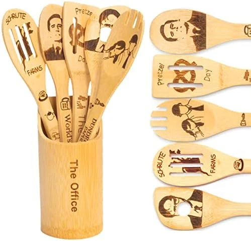 Office Wooden Spoons For Cooking, Bamboo Cooking Kitchen Utensils Set, The Office TV Show Merchandise, Housewarming Birthday Anniversary Kitchen Decor Present For Office Fan (5PCS) 7 Office Wooden Spoons For Cooking, Bamboo Cooking Kitchen Utensils Set, The Office TV Show Merchandise, Housewarming Birthday Anniversary Kitchen Decor Present For Office Fan (5PCS) - Image 7