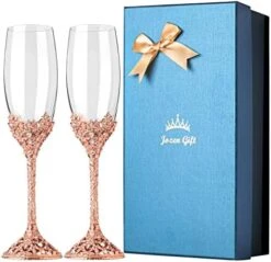 Champagne Flutes - Crystal Glass Metal Base With Crystal Stones, Set Of 2 Toasting Flute Pair, Wedding Anniversary Party Birthday Banquets And Gifts For Bride And Groom7oz -Peugeot Shop 51X7eDWNWyL. AC