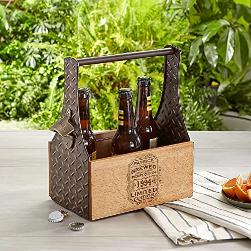 Let's Make Memories Personalized Beer Caddy - Brews On The Go - For Dad, Grandpa - For Father's Day - 9" L X 5.5" W X 11" H 2 Let's Make Memories Personalized Beer Caddy - Brews On The Go - For Dad, Grandpa - For Father's Day - 9" L X 5.5" W X 11" H - Image 2