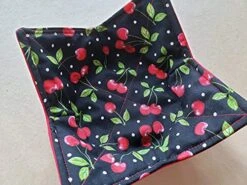Cherries Polka Dot Microwave Bowl Cozy Vintage Inspired Reversible Microwave Potholder Retro Bowl Buddy Black Red Kitchen Linens 50s Diner Handmade Housewarming Hostess Teacher Gifts Under 10 -Peugeot Shop 51XH34em2AL
