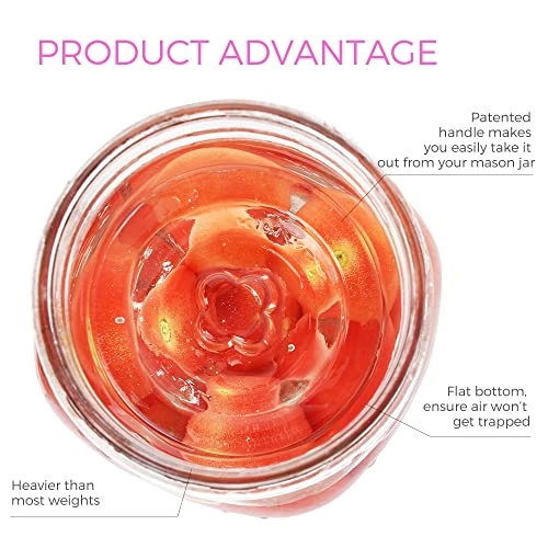 4-Pack Fermentation Glass Weights With Easy Grip Grooved Handles Heavy Fermenting Lids Fermentation Kit For Any Wide Mouth Mason Jars 5 4-Pack Fermentation Glass Weights With Easy Grip Grooved Handles Heavy Fermenting Lids Fermentation Kit For Any Wide Mouth Mason Jars - Image 5