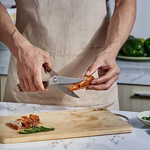 Kitchen Poultry Shears, Multi-Purpose Scissors With Sturdy Pakkawood Handle; Heavy-Duty Professional High Carbon Stainless Steel Shears- Fiery Series 3 Kitchen Poultry Shears, Multi-Purpose Scissors With Sturdy Pakkawood Handle; Heavy-Duty Professional High Carbon Stainless Steel Shears- Fiery Series - Image 3