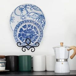 MyGift Wall Mounted Black Metal Wire Collectible Plate Display Holder, 2 Tiered Scrollwork Design Wall Rack For Round Plates Up To 10 Inches -Peugeot Shop 51XMrxVZlXL