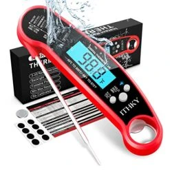 Digital Instant Read Meat Thermometer For Cooking, Fast & Precis Waterproof Food Thermometer With Backlight, Calibration And Foldable Probe For Deep Frying, Grill, BBQ, Kitchen Or Outdoor