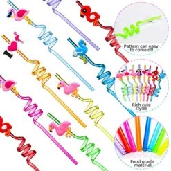 24 Pieces Flamingo Straws Reusable Luau Hawaiian Pool Straws Long Plastic Decorative Drinking Straws For Birthday Party Hawaiian Party Favors Table Decorations -Peugeot Shop 51XYeSZjwLL