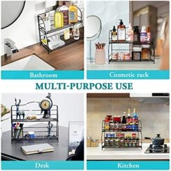 Spice Rack Organizer For Countertop, 2-Tier Spice Organizer For Kitchen Cabinet, Farmhouse Foldable Seasoning Organizer Standing Storage With Guardrail And Mesh Design, Bathroom Organizer 10 Spice Rack Organizer For Countertop, 2-Tier Spice Organizer For Kitchen Cabinet, Farmhouse Foldable Seasoning Organizer Standing Storage With Guardrail And Mesh Design, Bathroom Organizer -Peugeot Shop 51XZn81v8TS