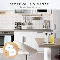 Outhwash Dispenser 16.9 Oz/ 500ml, 2 Clear Glass Bottles With Stainless Steel Pourers, 2 Stainless Steel Shots, Stainless Steel Tray And 8 Modern Labels - Refillable Bottles - Bathroom Set -Peugeot Shop 51XbNbXNHGL