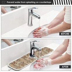 Kcldeci 2 Pack Faucet Mat Splash Guard For Kitchen Sink,Cute Safari Wild Giraffe 23x5 Inch Faucet Handle Drip Catcher Tray Absorbent Mat Fast Dry Mat For Kitchen, Bathroom -Peugeot Shop 51Xg7AsKQ7L