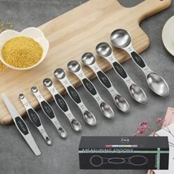 Magnetic Measuring Spoons Set, 9 Pieces Stainless Steel 18/8 Teaspoon Measuring Spoons Set Stackable Fits In Spice Jars Or Liquid -Peugeot Shop 51Xgzbk4RyL