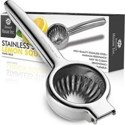 Xtra-Large Stainless Steel Lemon Squeezer - Manual Fruit Juicer With Seeds And Pulp Filter - Metal Juicer Press For Juicing Lemons, Limes, Oranges, And Pomegranate