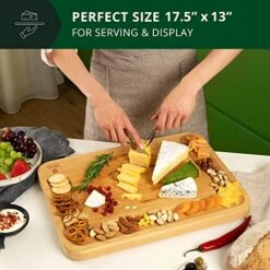 Extra Large Cheese Board - Bamboo Cheese Board And Knife Set - Bread & Butter Plates, Charcuterie Platter & Serving Tray, Wedding Gifts (17.5" X 13") -Peugeot Shop 51XlS4xc3PL