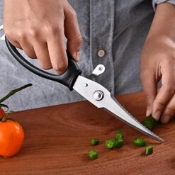 Poultry Shears Heavy Duty Professional Kitchen Scissors Stainless Steel, Easily Snipping Through Skin And Crunching Bones, Locking Hinge To Take Apart Easy To Clean Dishwasher Safe (Black Gray) -Peugeot Shop 51Xoc9isIjL