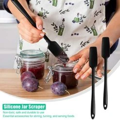 Long Handle Silicone Jar Spatula Kitchen Scraper Spatula Non-Stick Rubber Scraper Silicone Scraper For Jars, Smoothies, Blenders Cooking Baking Stirring Mixing (Black,2 Pieces) 13 Long Handle Silicone Jar Spatula Kitchen Scraper Spatula Non-Stick Rubber Scraper Silicone Scraper For Jars, Smoothies, Blenders Cooking Baking Stirring Mixing (Black,2 Pieces) -Peugeot Shop 51XpU4dxeJL