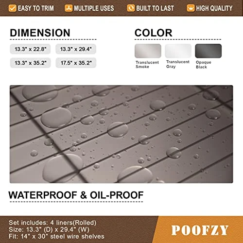 Heavy Duty Wire Shelf Liner 14 X 24 Inch, Non Adhesive Shelf Liners For Kitchen Cabinets (Pack Of 5, Grey) 4 Heavy Duty Wire Shelf Liner 14 X 24 Inch, Non Adhesive Shelf Liners For Kitchen Cabinets (Pack Of 5, Grey) - Image 4