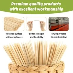 270PCS Bamboo Sticks Bulk - Premium Natural Wooden Skewers Bamboo Skewers Wood Sticks For BBQ, Open Fire Pit, Caramel Apples, Hamburger, Fruit, Grilling. Φ=3.5mm, L=15cm 11 270PCS Bamboo Sticks Bulk - Premium Natural Wooden Skewers Bamboo Skewers Wood Sticks For BBQ, Open Fire Pit, Caramel Apples, Hamburger, Fruit, Grilling. Φ=3.5mm, L=15cm -Peugeot Shop 51XrJN391NL