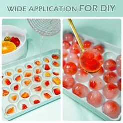 Ice Cube Tray,Circle Ball Ice Trays For Freezer With Lid & Bin,Cube Tray Making 99PCS Sphere Ice Chilling Cocktail Whiskey Tea Coffee 3 Trays 1 Ice Bucket & Scoop -Peugeot Shop 51XuTQ8kamL