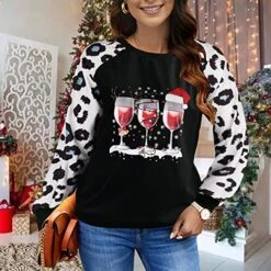 Womens Crewneck Sweatshirt Cute Loose Tops Christmas Print Long Sleeve Fashion Sweatshirts Pullover Top Fall Clothes -Peugeot Shop 51Xv6J92RIL